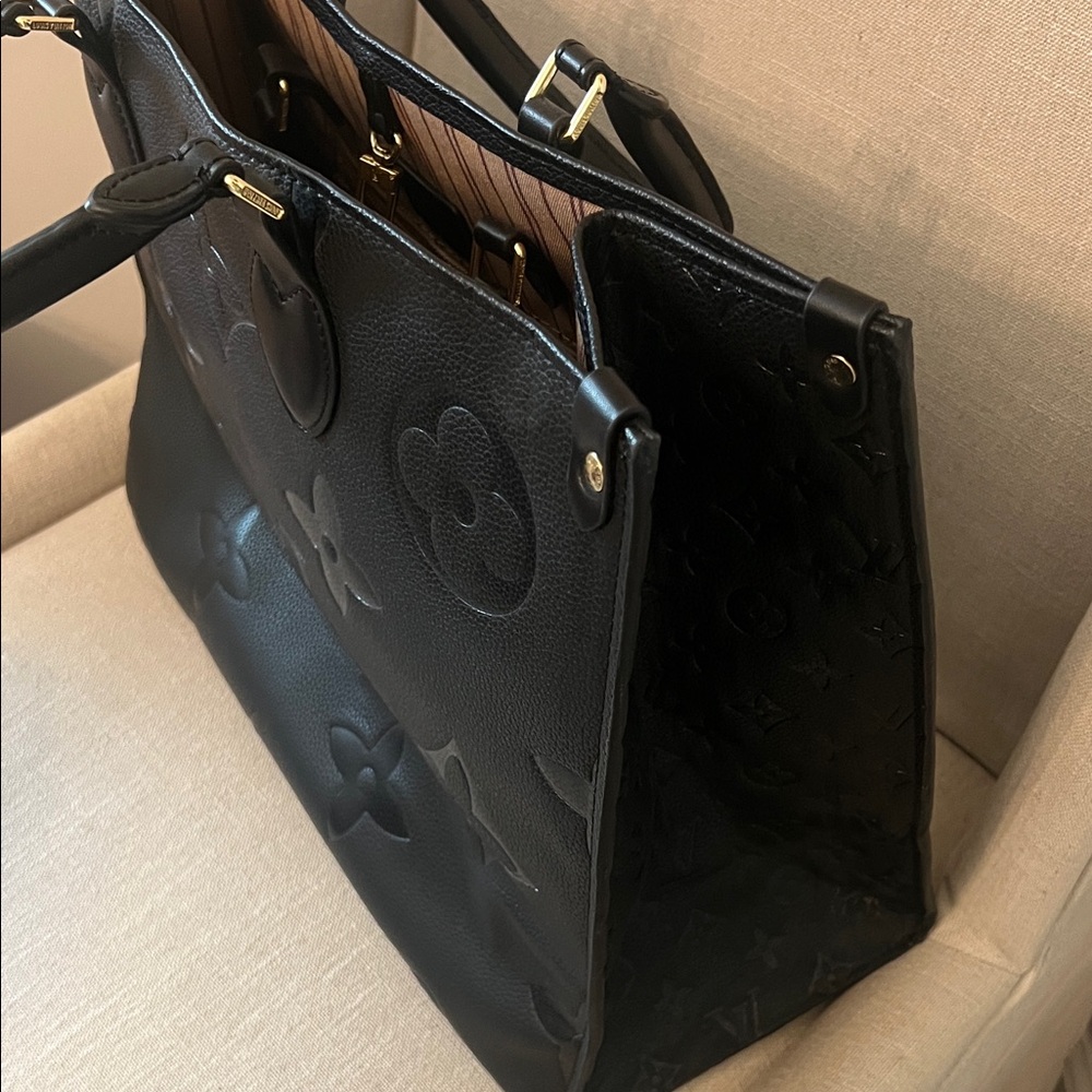 Black Embossed Monogram OnTheGo Tote - Picture 2 of 3